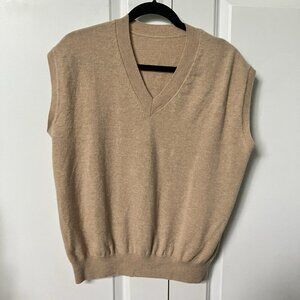 Sweater Vest Mens Wool Cashmere Tan Knit V-neck Grandpa Light‎ Academia
